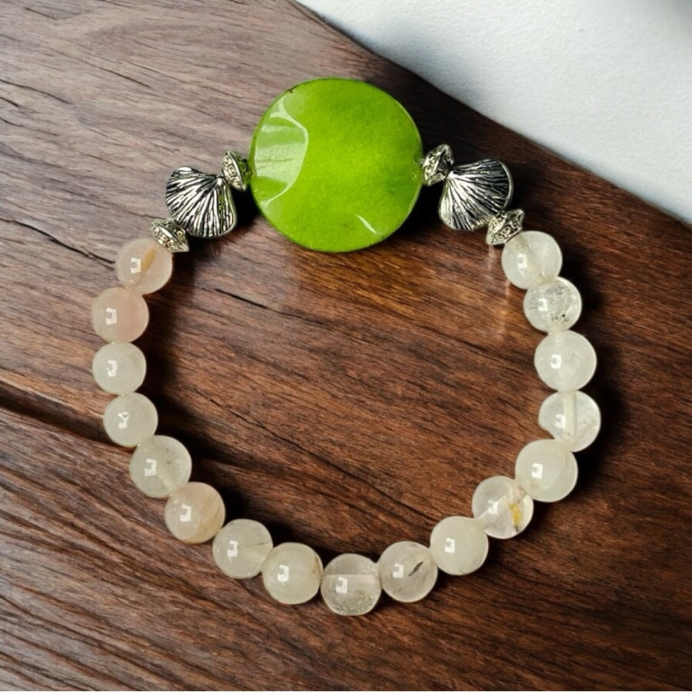 Peridot & White Quartz Beaded Bracelet